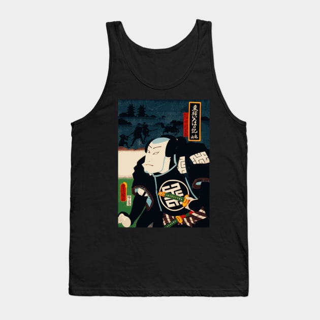 Kabuki Actor As Samurai In Black Armour With Katana Swords #10 Tank Top by RCDBerlin